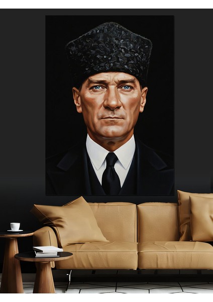Kalpaklı Mustafa Kemal Atatürk Portresi Dekoratif Kanvas - Mdf Ahşap Tablo fırsatları
