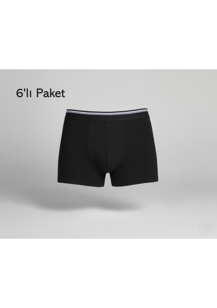 Erkek Boxer Pamuklu Cotton Elastan 6'lı Paket Ekstra Esnek Slim Fit - Berrak