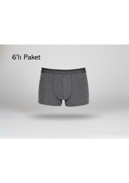 Erkek Boxer Pamuklu Cotton Elastan 6'lı Paket Ekstra Esnek Slim Fit - Berrak