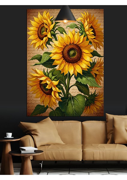 Ayçiçeği Buketi Dekoratif Kanvas - Mdf Ahşap Tablo