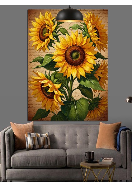 Ayçiçeği Buketi Dekoratif Kanvas - Mdf Ahşap Tablo fırsatları