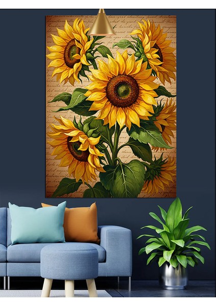 Ayçiçeği Buketi Dekoratif Kanvas - Mdf Ahşap Tablo indirimleri