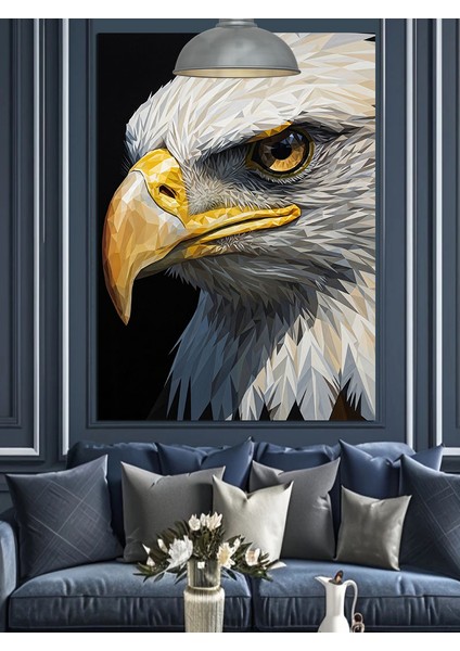 Beyaz Başlı Kartal Portresi Dekoratif Kanvas - Mdf Ahşap Tablo