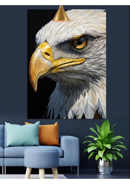 Beyaz Başlı Kartal Portresi Dekoratif Kanvas - Mdf Ahşap Tablo modelleri