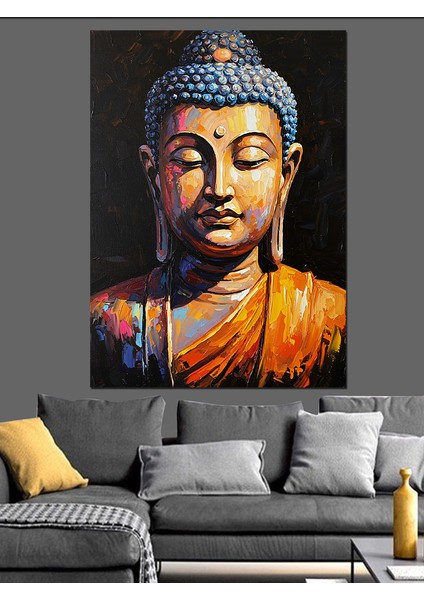 Parlak Buda Heykeli Portresi Dekoratif Kanvas - Mdf Ahşap Tablo modelleri