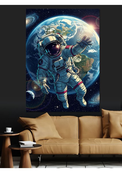 Dünya Gezegeni Uzay Manzarası Dekoratif Kanvas - Mdf Ahşap Tablo fiyatları