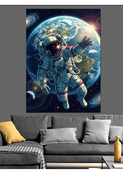 Dünya Gezegeni Uzay Manzarası Dekoratif Kanvas - Mdf Ahşap Tablo fırsatları