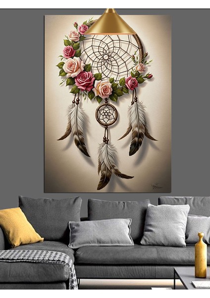 Düş Kapanı Tüylü Sanatı Dekoratif Kanvas - Mdf Ahşap Tablo