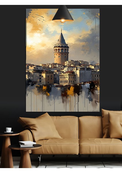 Denizden Istanbul ve Galata Kulesi Manzarası Dekoratif Kanvas - Mdf Ahşap Tablo