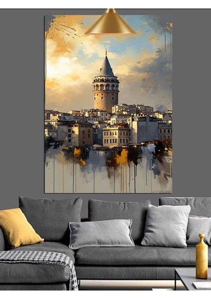 Denizden Istanbul ve Galata Kulesi Manzarası Dekoratif Kanvas - Mdf Ahşap Tablo fiyatları