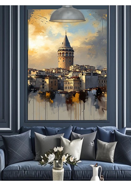 Denizden Istanbul ve Galata Kulesi Manzarası Dekoratif Kanvas - Mdf Ahşap Tablo modelleri