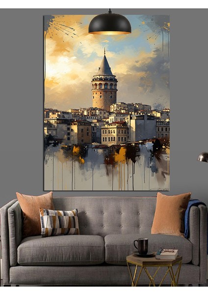 Denizden Istanbul ve Galata Kulesi Manzarası Dekoratif Kanvas - Mdf Ahşap Tablo fırsatları