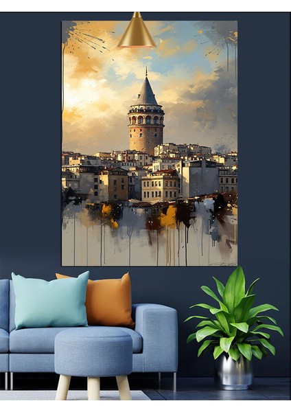 Denizden Istanbul ve Galata Kulesi Manzarası Dekoratif Kanvas - Mdf Ahşap Tablo indirimleri