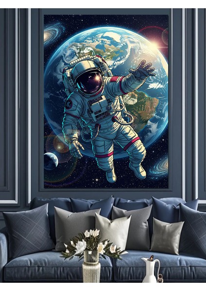 Dünya Gezegeni Uzay Manzarası Dekoratif Kanvas - Mdf Ahşap Tablo indirimleri