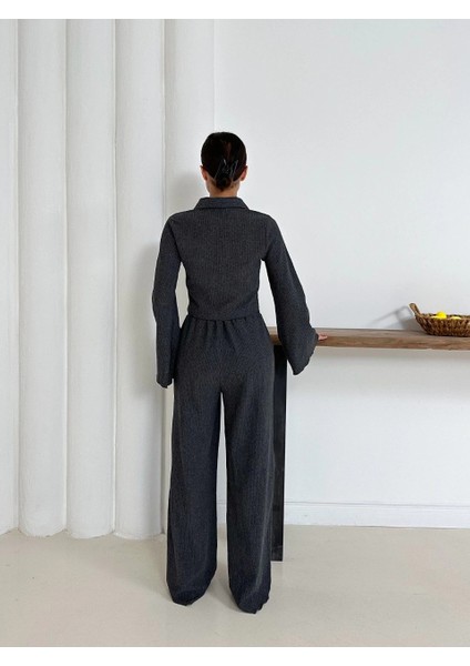 Gömlek Yaka Kaplama Düğmeli Takım Antrasit fırsatları