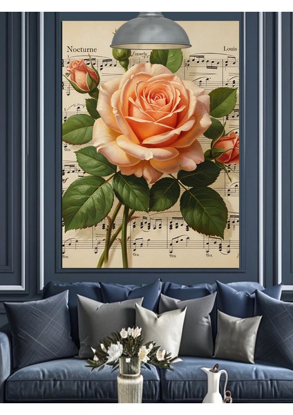 Yavruaçzı Turuncu Gül Solfej Kağıdı Fon Dekoratif Kanvas - Mdf Ahşap Tablo fiyatları