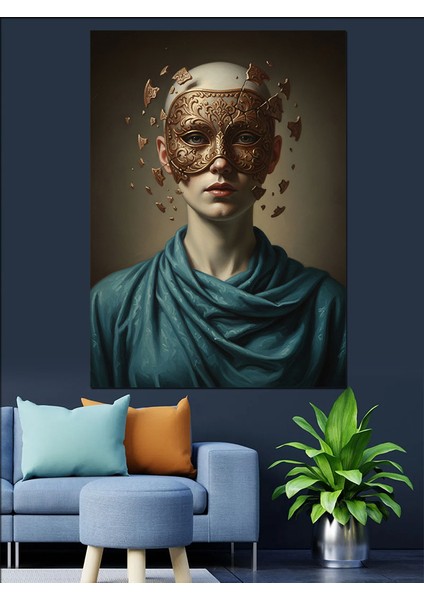 Kadın Büst Heykel Sanatı Dekoratif Kanvas - Mdf Ahşap Tablo
