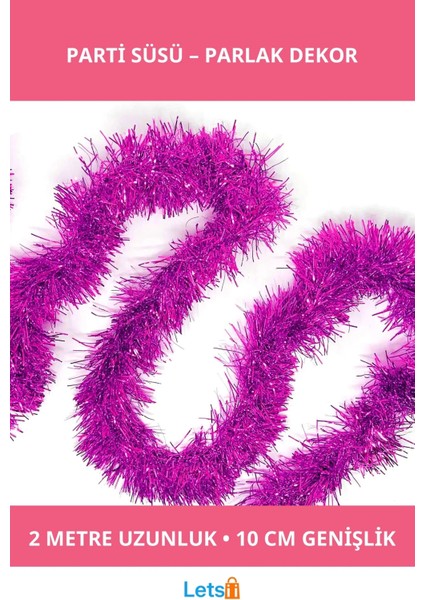 Kalın Simli Parti Süsü 2 Metre Fuşya