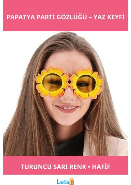 Papatya Şekilli Turuncu Sarı Hawaii Parti Gözlüğü