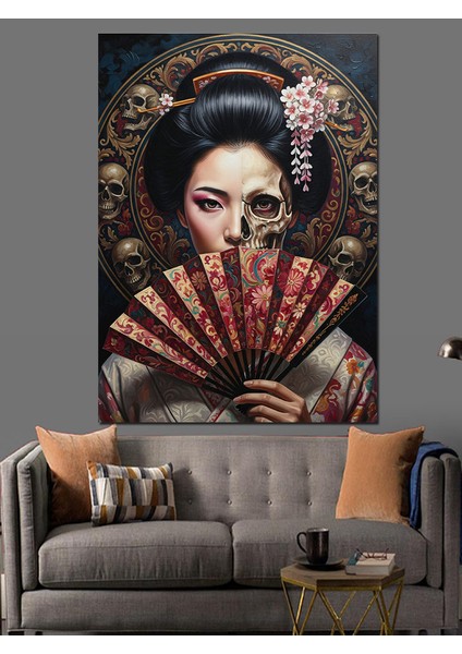 Japon Geleneksel Kadın Portresi Dekoratif Kanvas - Mdf Ahşap Tablo modelleri
