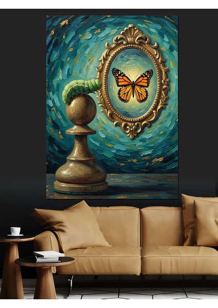 Antik Ayna Kelebek Yansıması Dekoratif Kanvas - Mdf Ahşap Tablo fırsatları