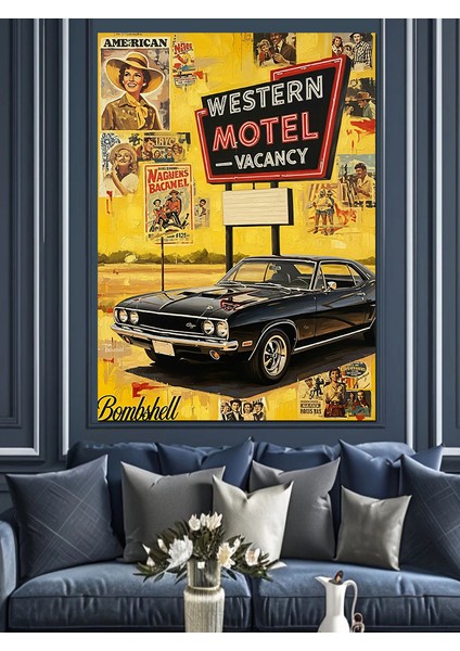 Retro Tabela Sokak Manzarası Dekoratif Kanvas - Mdf Ahşap Tablo fiyatları