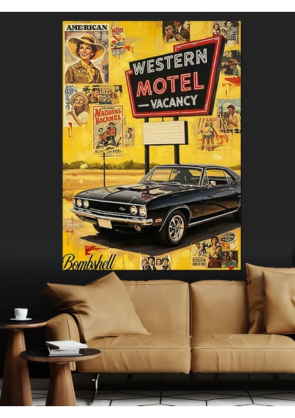 Retro Tabela Sokak Manzarası Dekoratif Kanvas - Mdf Ahşap Tablo fırsatları