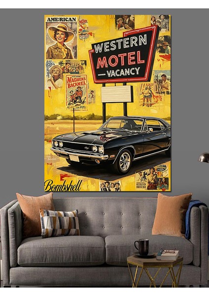 Retro Tabela Sokak Manzarası Dekoratif Kanvas - Mdf Ahşap Tablo indirimleri