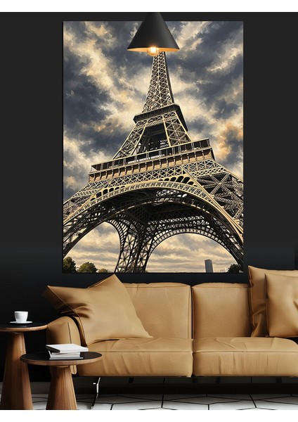 Eyfel Kulesi Şehir Manzarası Dekoratif Kanvas - Mdf Ahşap Tablo