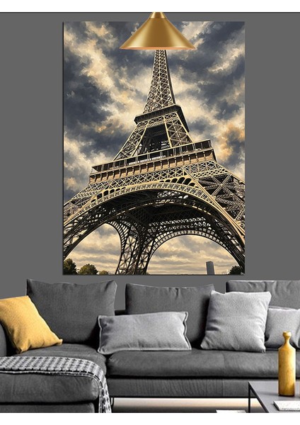 Eyfel Kulesi Şehir Manzarası Dekoratif Kanvas - Mdf Ahşap Tablo fiyatları