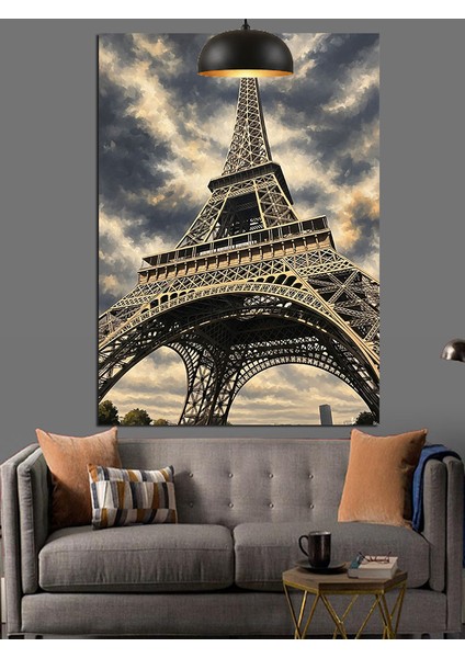 Eyfel Kulesi Şehir Manzarası Dekoratif Kanvas - Mdf Ahşap Tablo fırsatları