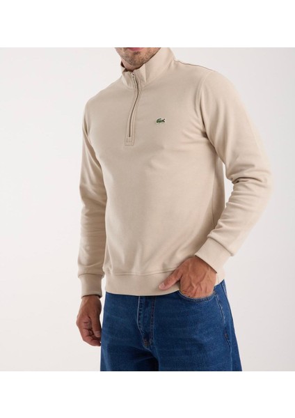 Fermuar Yaka Bej Regular Fit