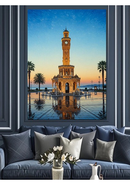 Tarihi Izmir Saat Kulesi Dekoratif Kanvas - Mdf Ahşap Tablo