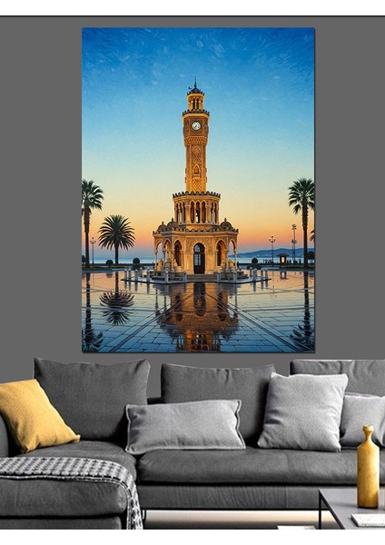 Tarihi Izmir Saat Kulesi Dekoratif Kanvas - Mdf Ahşap Tablo indirimleri