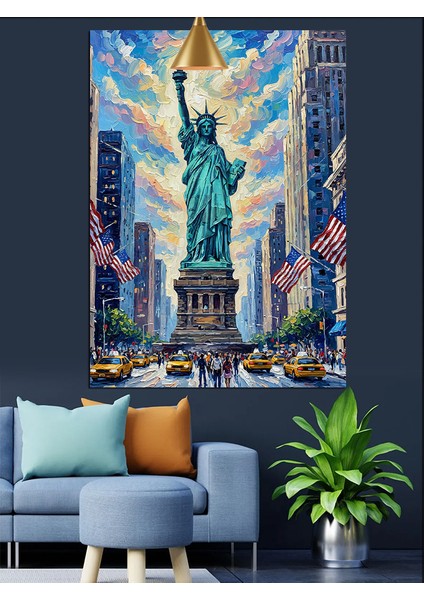 Özgürlük Heykeli New York Dekoratif Kanvas - Mdf Ahşap Tablo fiyatları