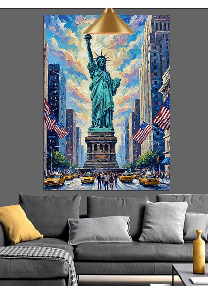 Özgürlük Heykeli New York Dekoratif Kanvas - Mdf Ahşap Tablo fırsatları