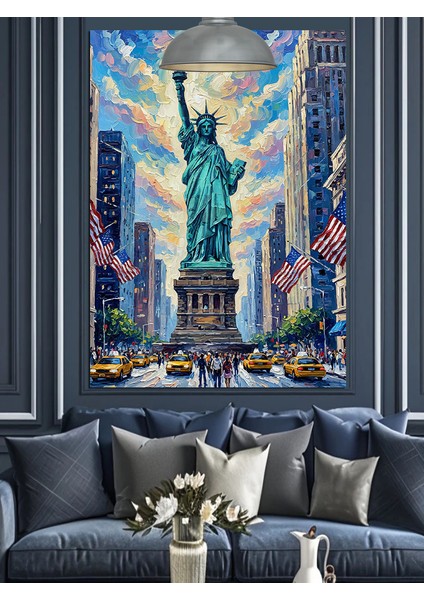 Özgürlük Heykeli New York Dekoratif Kanvas - Mdf Ahşap Tablo indirimleri