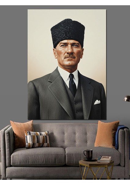 Mustafa Kemal Atatürk Portresi Dekoratif Kanvas - Mdf Ahşap Tablo fırsatları