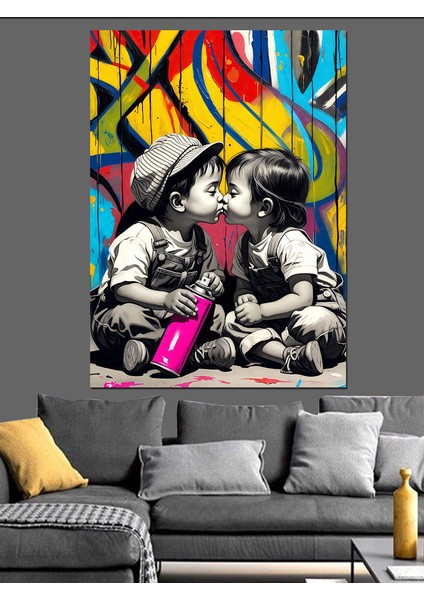 Pop Art Çocuk Aşkı Dekoratif Kanvas - Mdf Ahşap Tablo modelleri
