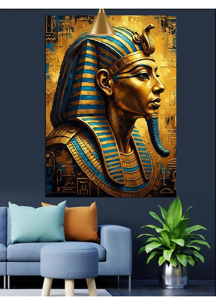 Antik Mısır Firavun Heykeli Dekoratif Kanvas - Mdf Ahşap Tablo modelleri