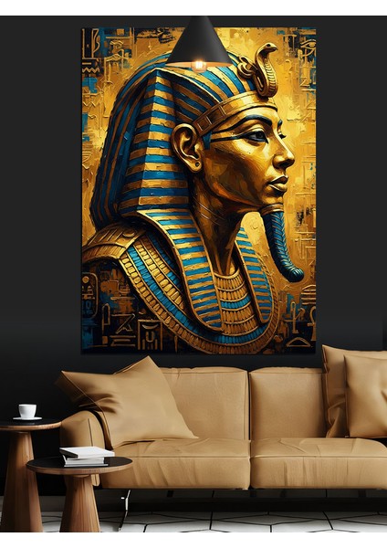 Antik Mısır Firavun Heykeli Dekoratif Kanvas - Mdf Ahşap Tablo fırsatları