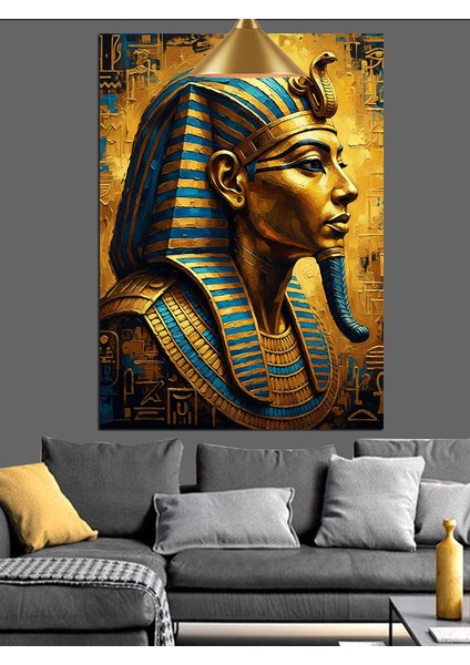 Antik Mısır Firavun Heykeli Dekoratif Kanvas - Mdf Ahşap Tablo indirimleri