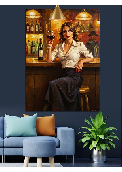 Barda Oturan Kadın Figürü Dekoratif Kanvas - Mdf Ahşap Tablo fiyatları