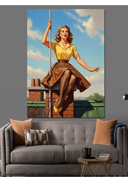 Altın Gömlekli Kadın Figürü Dekoratif Kanvas - Mdf Ahşap Tablo