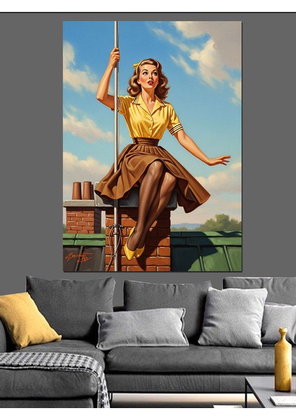 Altın Gömlekli Kadın Figürü Dekoratif Kanvas - Mdf Ahşap Tablo fiyatları
