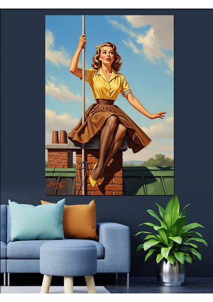 Altın Gömlekli Kadın Figürü Dekoratif Kanvas - Mdf Ahşap Tablo fırsatları