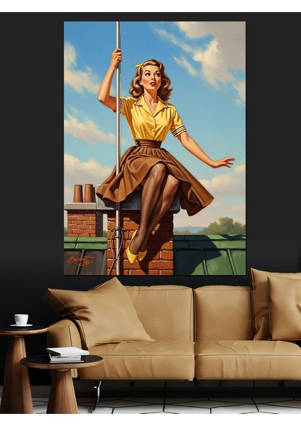 Altın Gömlekli Kadın Figürü Dekoratif Kanvas - Mdf Ahşap Tablo indirimleri