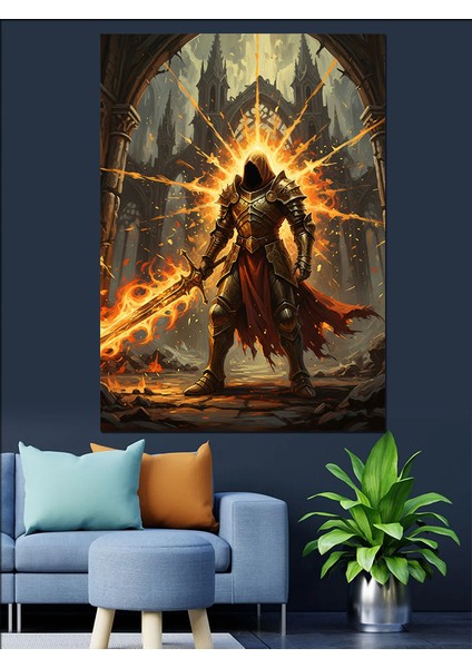 Kırmızı Zırhlı Savaşçı Dekoratif Kanvas - Mdf Ahşap Tablo fırsatları