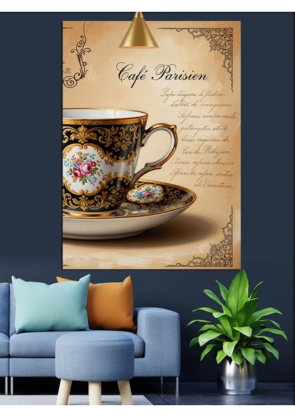 Egzotik Klasik Kahve Fincanı Dekoratif Kanvas - Mdf Ahşap Tablo fiyatları
