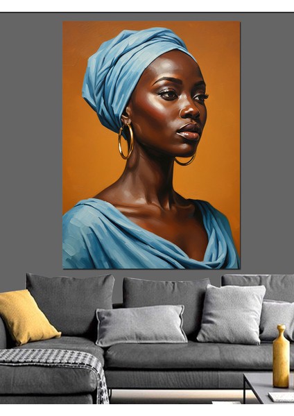 Mavi Afrikalı Kadın Dekoratif Kanvas - Mdf Ahşap Tablo modelleri